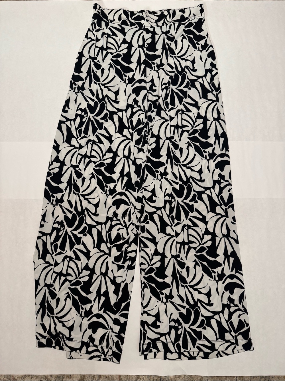 Black & White Wide-Leg Printed Jumpsuit Pants